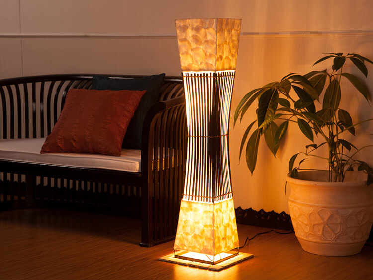 カピスシェル＆バンブースタンドライト [ダークブラウン / 2灯式