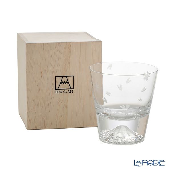 伝統工芸】田島硝子 富士山グラス ロックグラス 270ml 桜切子 桜風呂敷