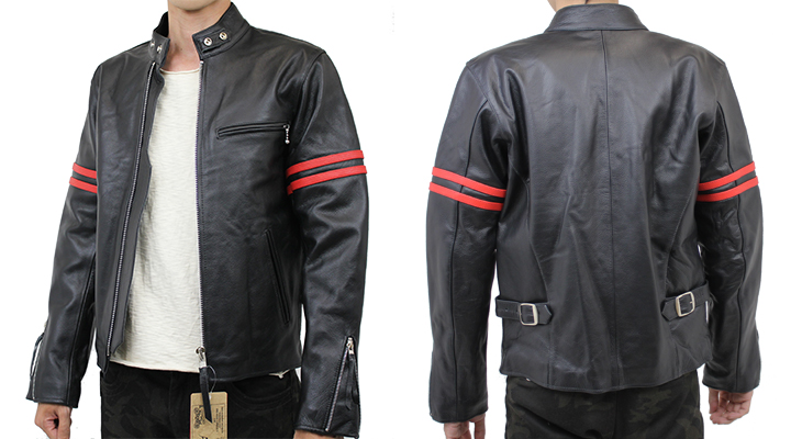 特価品】シングルライダースツートーンカラー革ジャン（水牛革