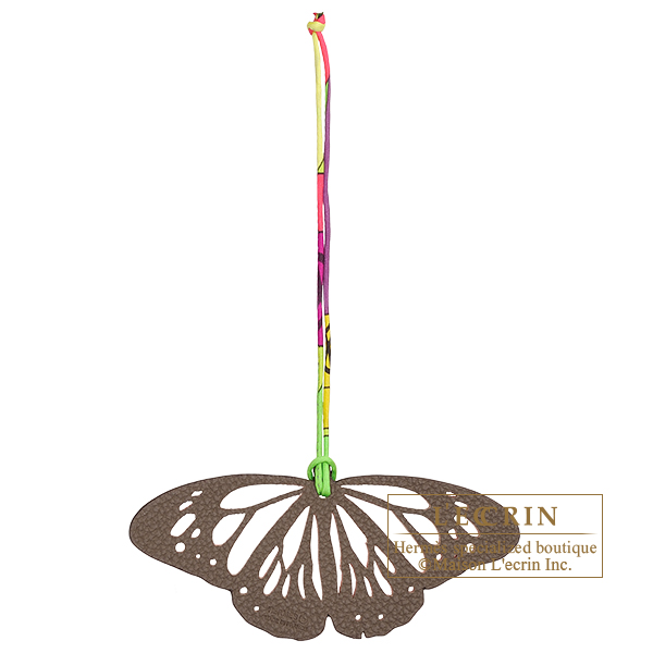 エルメス プティアッシュ 蝶/バタフライ レッド/ ダークブラウン