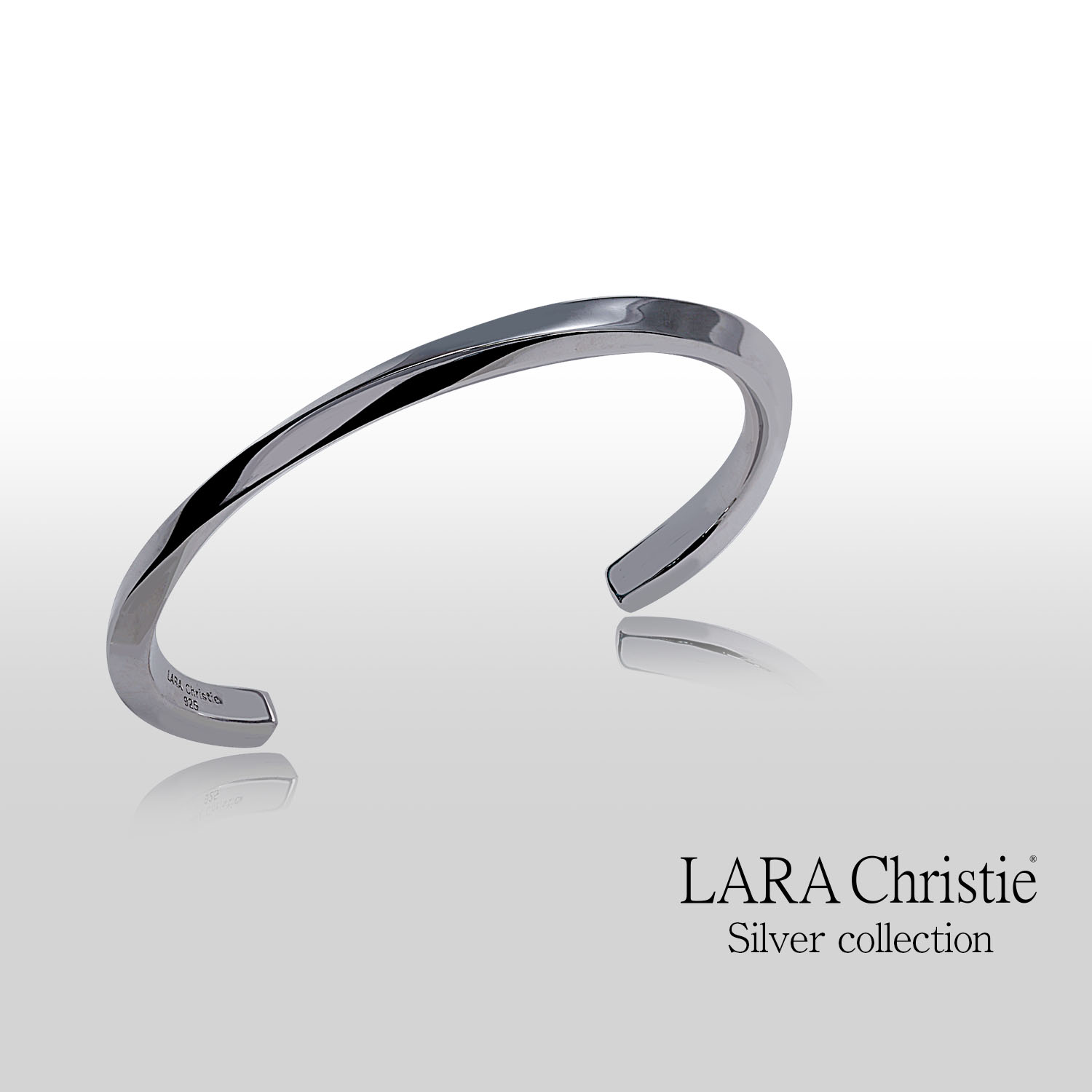 バングル メンズ シンプル ひねり デザイン シルバー925 [ BLACK Label