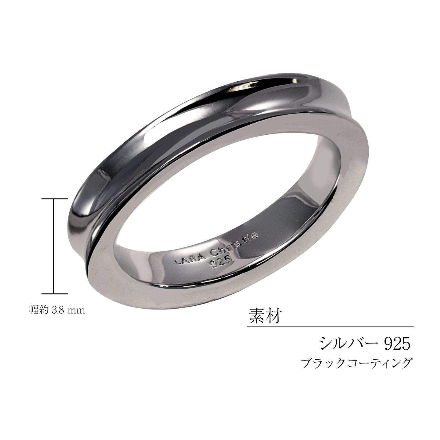 リング 指輪 メンズ カーブ デザイン シルバー925 [ BLACK Label