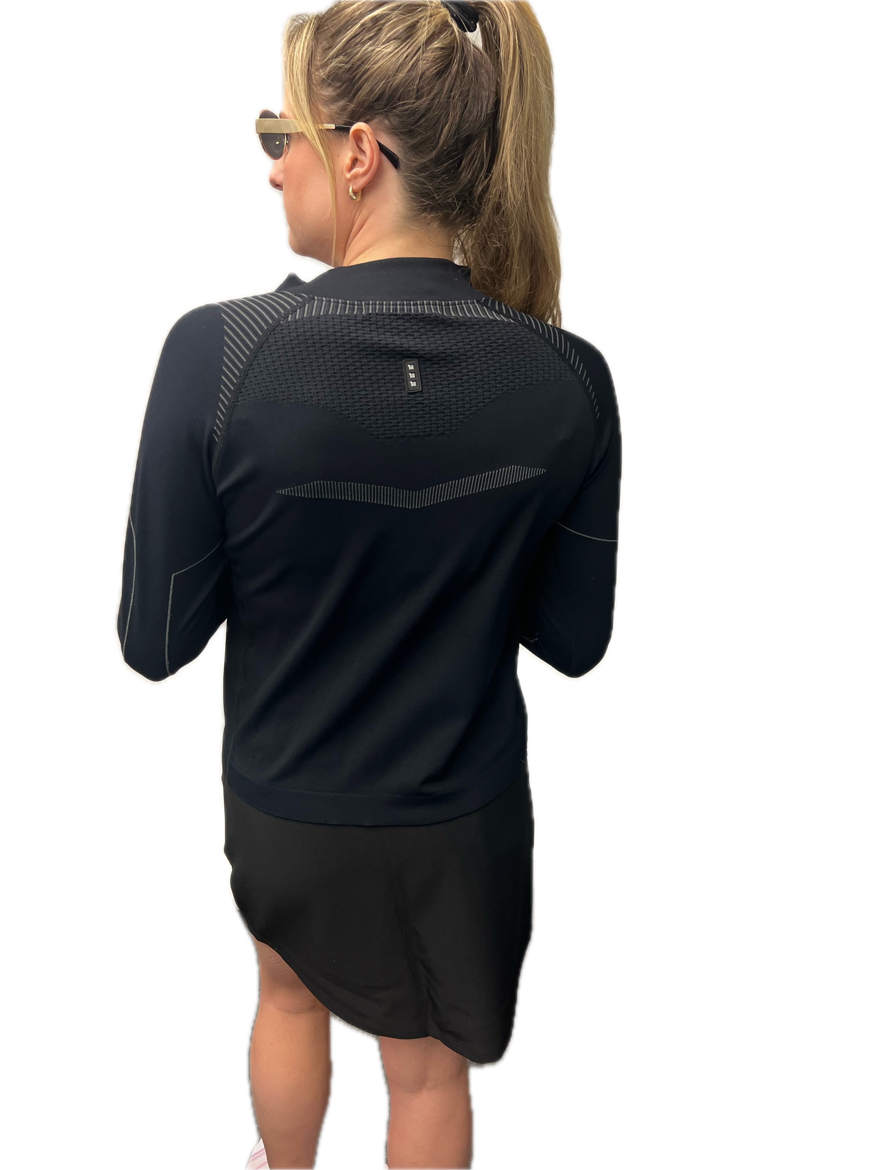 Jamie Sadock Women's Full Zip Hi-Low Sweater-Black The Ladies Pro Shop