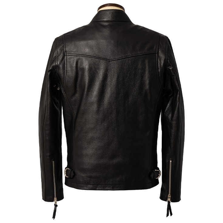 Liugoo Leathers 本革 立襟シングルライダースジャケット メンズ
