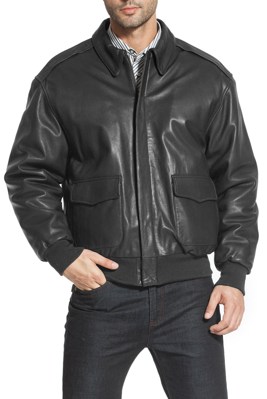 Landing Leathers Air Force Men A-2 Goatskin Leather Flight Bomber
