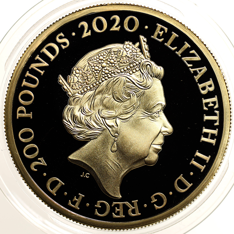 イギリス 2020年 200ポンド2オンスプルーフ 200ポンド純金貨