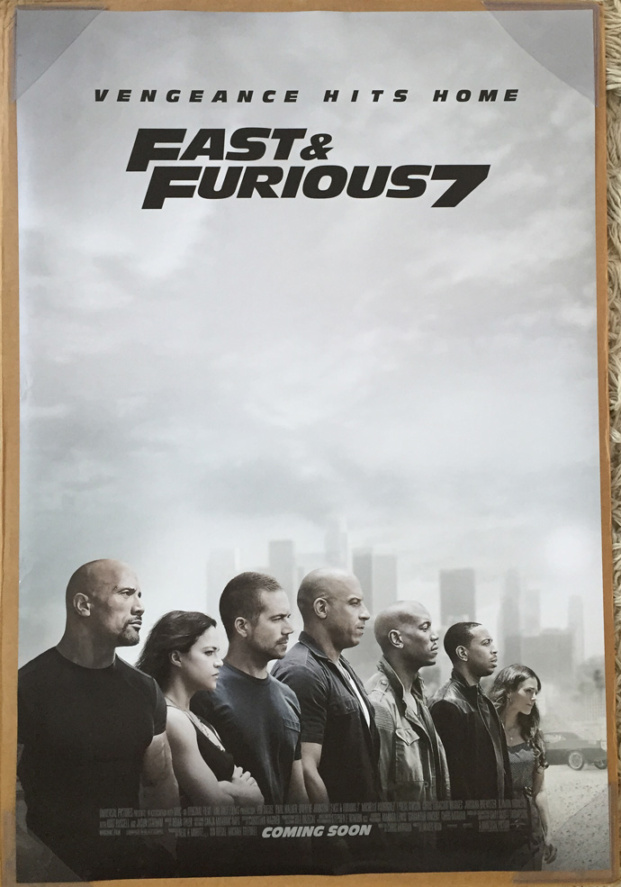 FURIOUS 7 MOVIE POSTER 2 Sided ORIGINAL INTL FINAL 27x40 PAUL