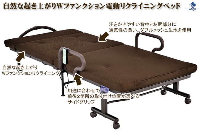 Wファンクション折りたたみベッドの収納式電動リクライニングベッド AX