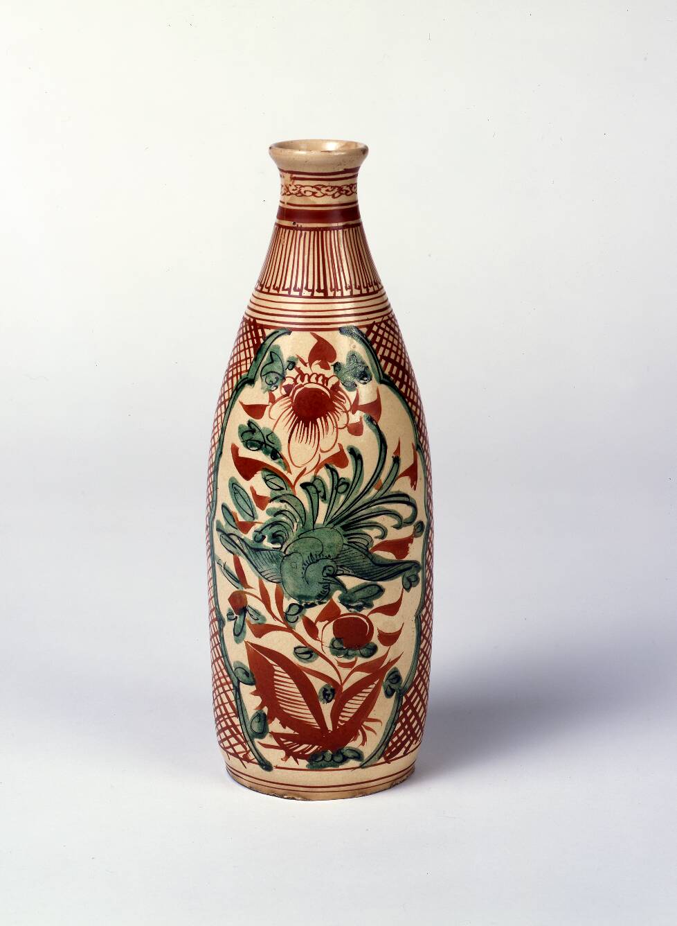 文化四年 江戸中期 武州足立郡 徳利 花生け 呉州赤絵写花鳥