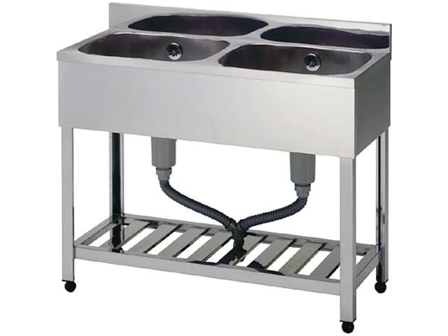 組立式] 業務用 2槽シンク(流し台) KP2-900 W900xD450xH800mm (BG付