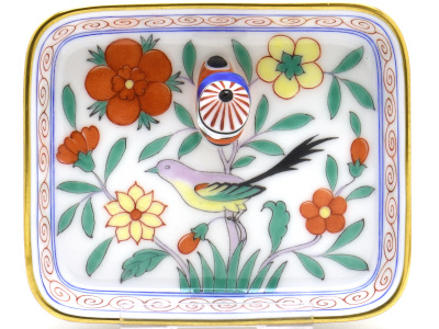 50%Off】 ヘレンド(Herend) 長方形ミニトレイ(幅:8.5cm)マンダリン飾り