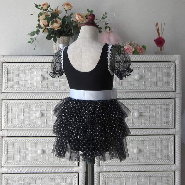 バレエ衣装 水玉チュチュスカー ト(黒・ブルー) ダンスレオター ド