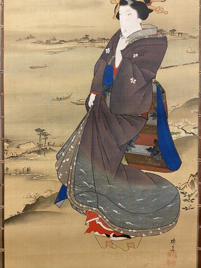 蹄斎北馬 桜下美人図｜古美術・掛け軸の販売・買取・鑑定-松本松栄堂