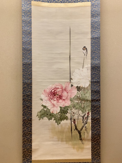 渡辺省亭 牡丹に燕図｜古美術・掛け軸の販売・買取・鑑定-松本松栄堂