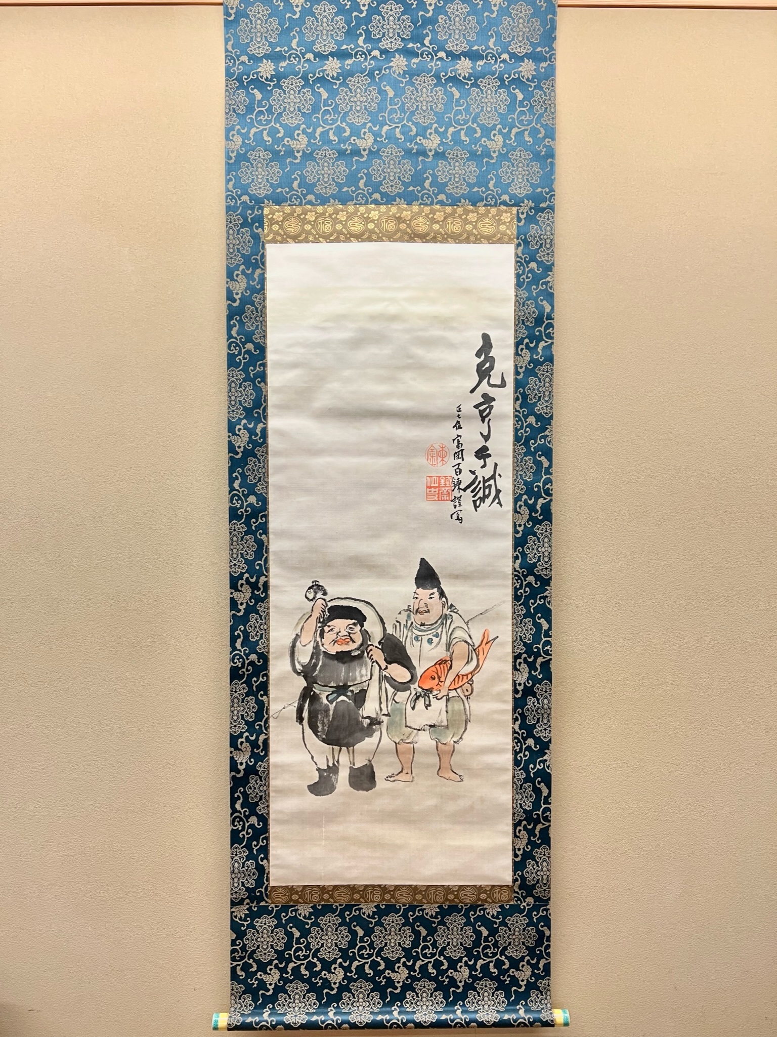 掛け軸桜に鳥春大路孫三郎