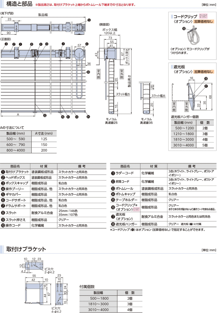 モノコム高遮蔽タイプ 横型ブラインド タチカワ｜業務用ブラインドの