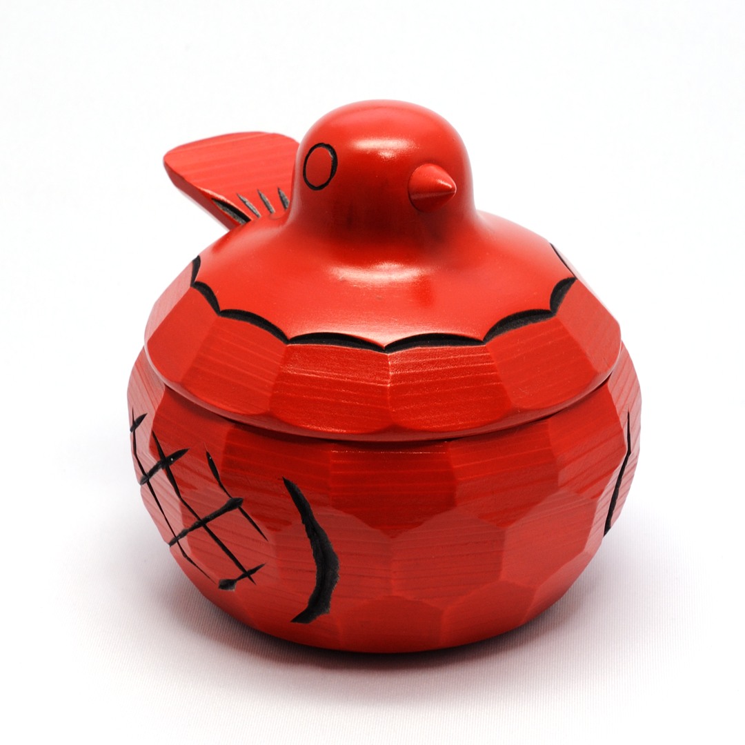 鳩のボンボン入れ（赤） | ギャラリーまきの 信州の木製品と美術工芸品