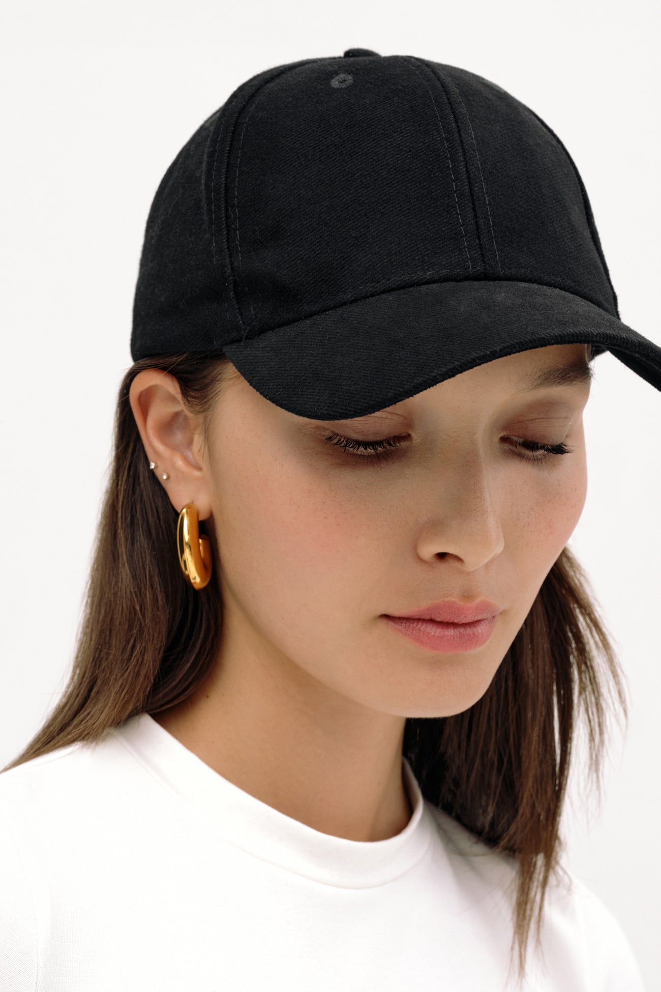 Women's Black Hat With Brim and Logo - Marcella Baseball Hat
