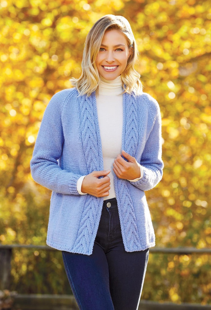 Cabled Trim Cardigan – Mary Maxim