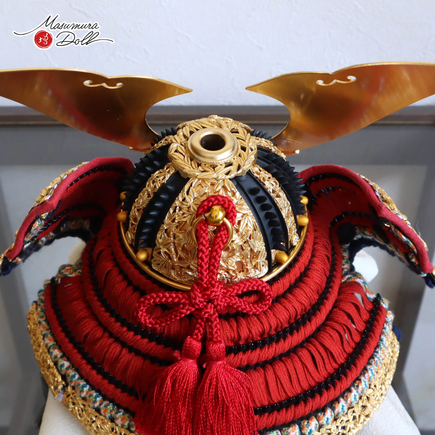 伝統工芸士 平安晴峰作 7号 国宝模写 竹に雀之金物 茜赤糸 黒小札共吹