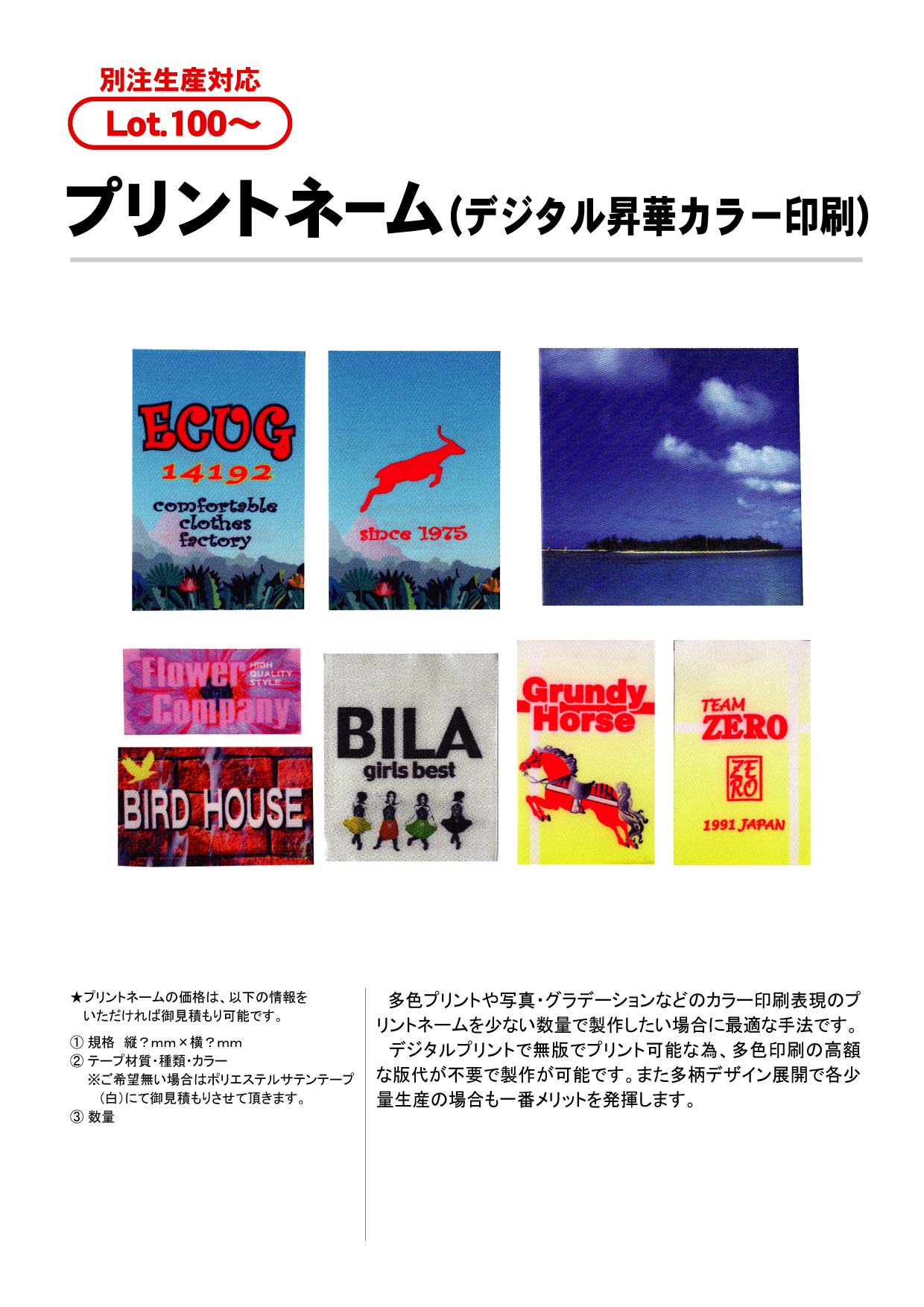 プリントネーム(デジタル昇華カラー印刷) | プリントネーム | ネーム