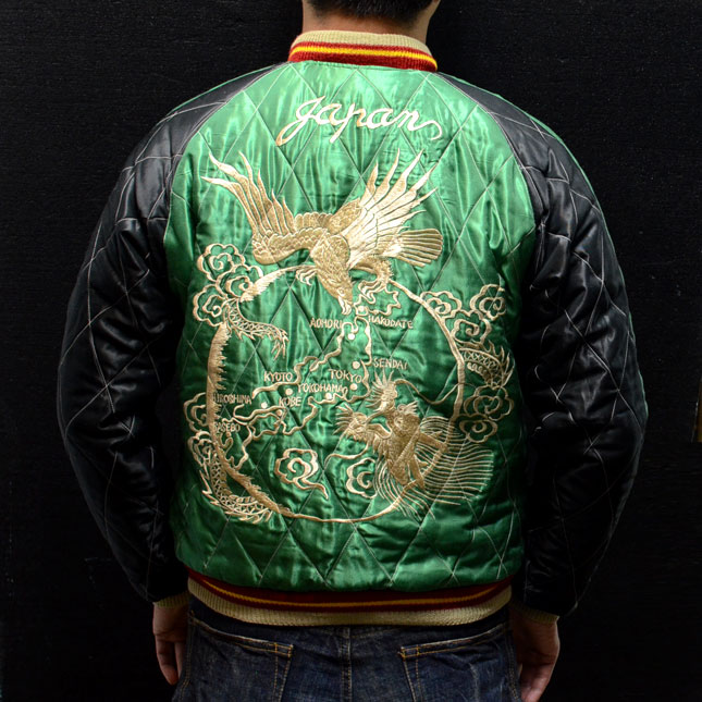 テーラー東洋スカジャン「FLYING DRAGON×JAPAN MAP」別珍×サテンキルト