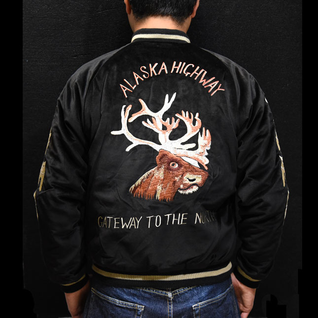 テーラー東洋スカジャン「Moose×Flag Alaska」別珍×サテンキルト