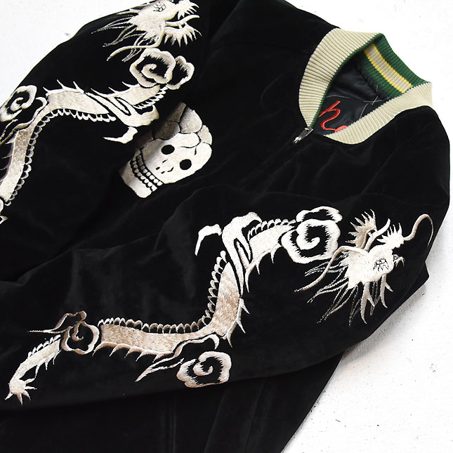 東洋スカジャン「SNAKE & SKULL×DRAGON & TIGER」別珍スカ・NO-405