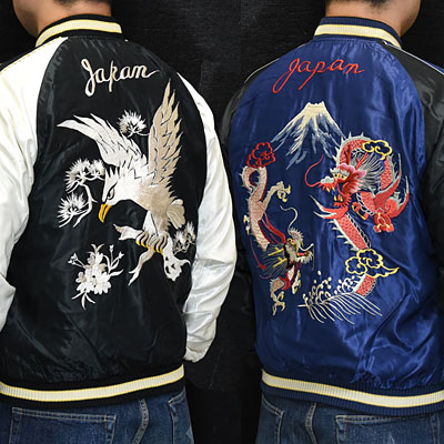 東洋スカジャン【WHITE EAGLE×DOUBLE DRAGON】リバーシブルサテンスカ