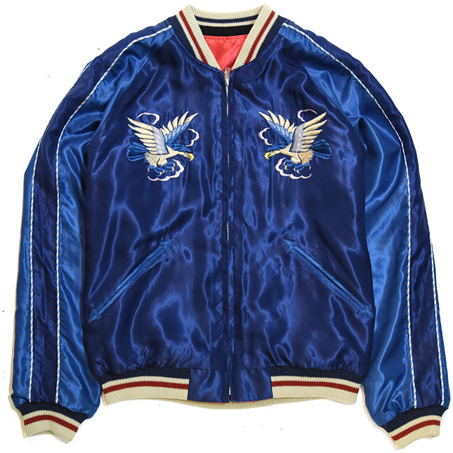 東洋スカジャン「BLUE EAGLE×DRAGON」リバーシブルサテンスカ・NO-920