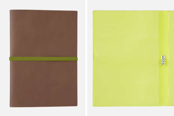 ストア限定】ノートカバー2冊用 バンド付き＜A5＞ 茶×グリーン