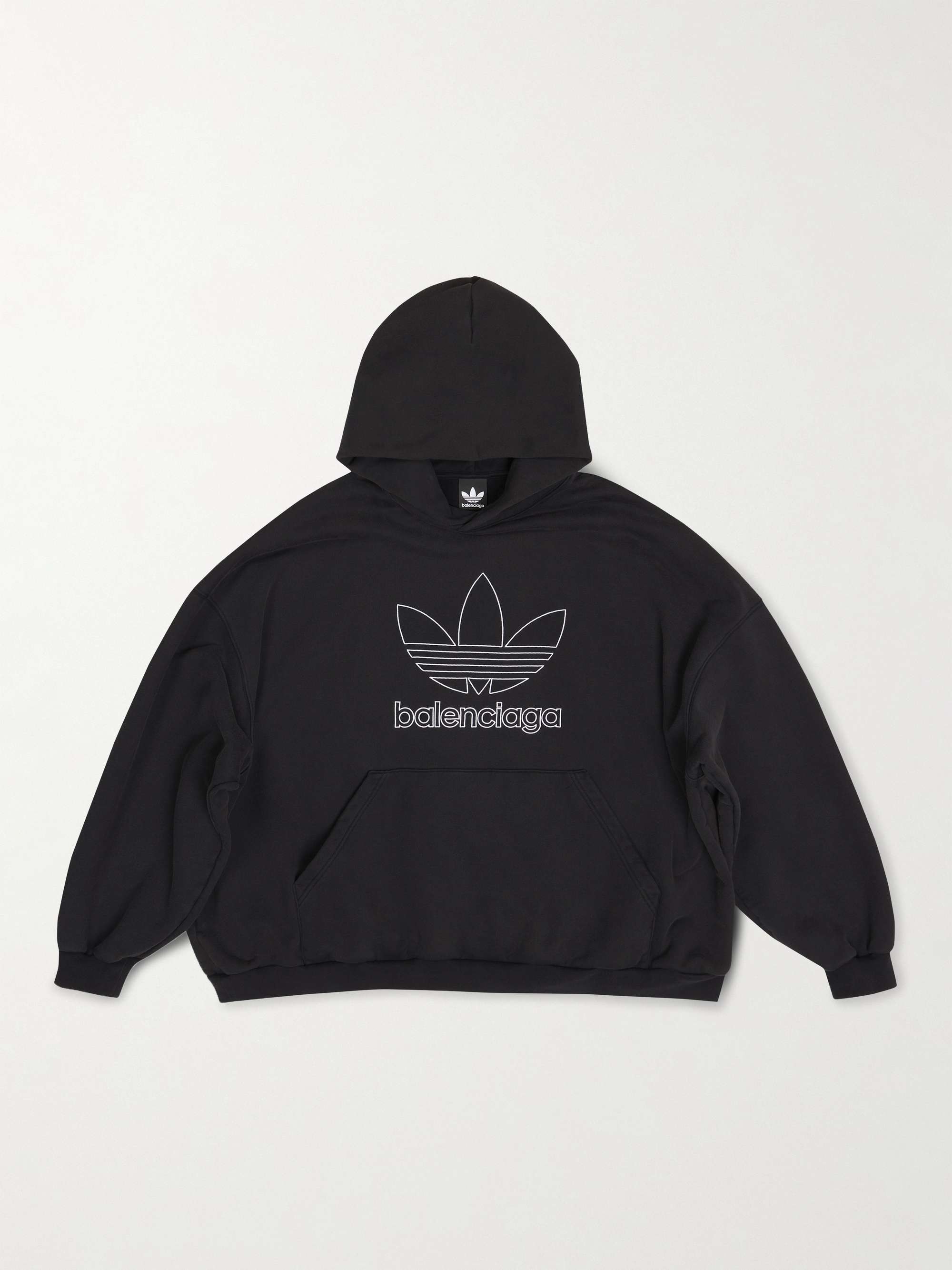 BALENCIAGA + adidas Oversized Logo-Print Cotton-Jersey Hoodie for