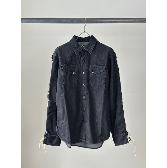 KAPITAL (キャピタル) 8ozブラックデニムレースアップウエスタンシャツ