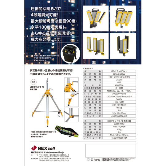 業務用や個人用の電池（充電池・充電器）・LED投光器｜NEXcell（ネクセル）
