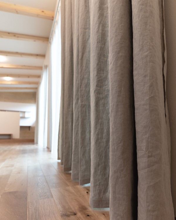 ナツソビク 自然素材 麻100％ カーテン 高級オーダーメイド 大小2枚