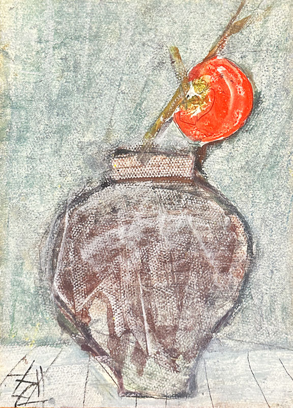 須田剋太 柿/掛け軸(Hanging scrolls) 絵画の買取 販売 鑑定/長良川画廊