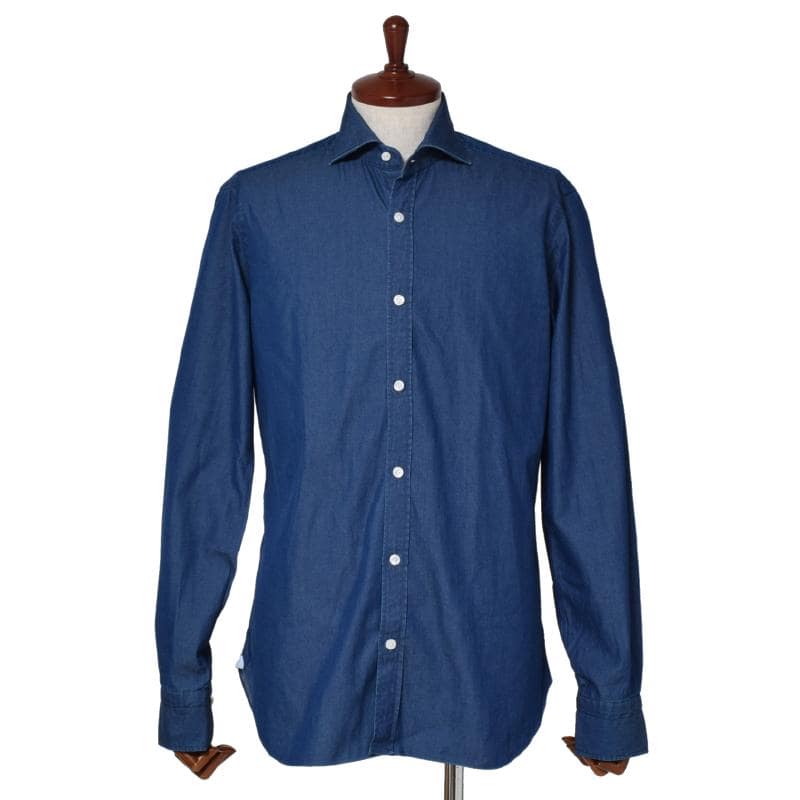 BARBA Dandylife 【バルバ】シャツ ワイドカラー シャンブレー 前立て