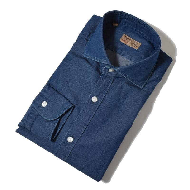 BARBA Dandylife 【バルバ】シャツ ワイドカラー シャンブレー 前立て