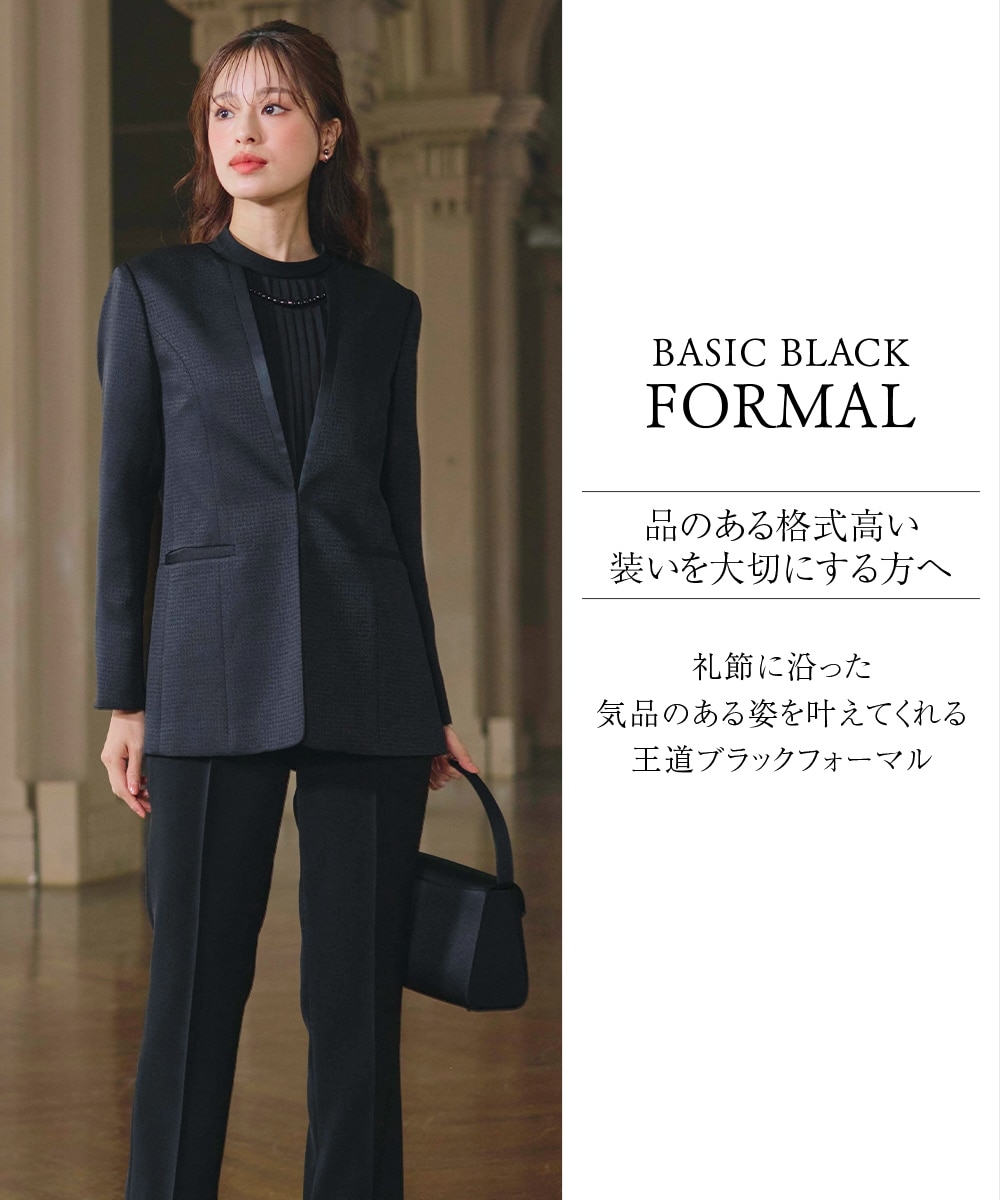 喪服・礼服】洗える防しわ北陸ジャカード使いジャケットパンツスーツ3