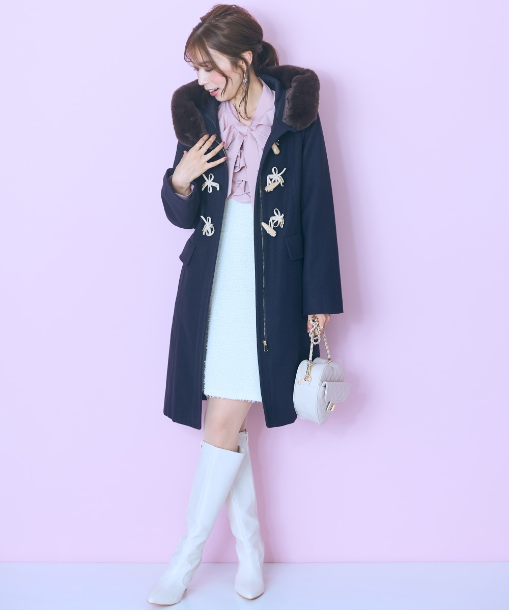 大きいサイズ＞フェイクファーフードダッフルコート marun 通販