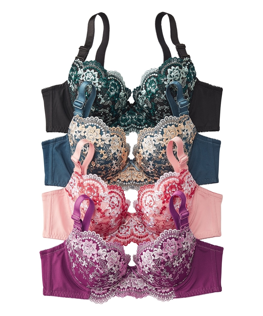 花柄刺しゅうブラジャー4枚組 通販【ニッセン】