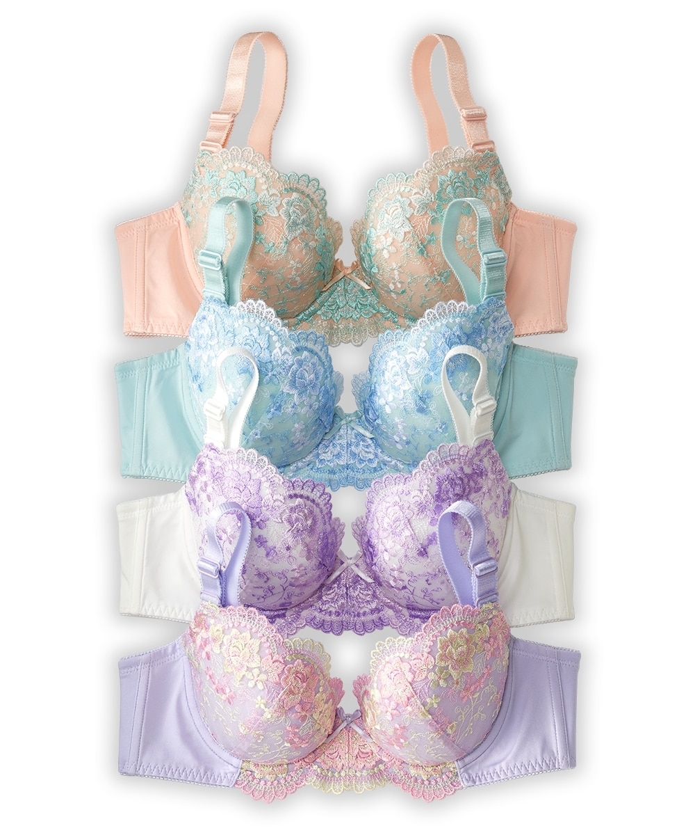 花柄刺しゅうブラジャー4枚組 通販【ニッセン】