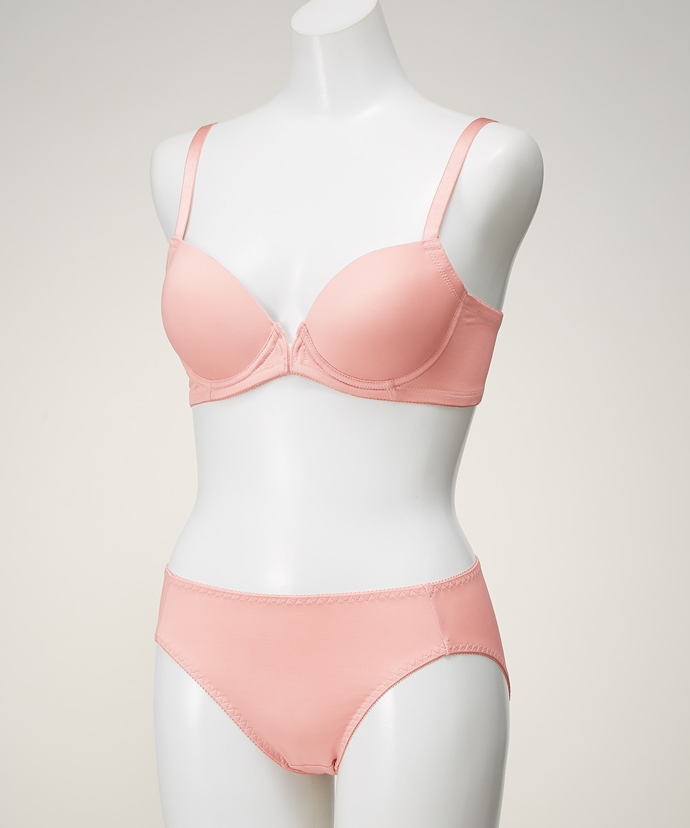 シンプルフロントホックシームレスブラジャーショーツ3セット組 通販