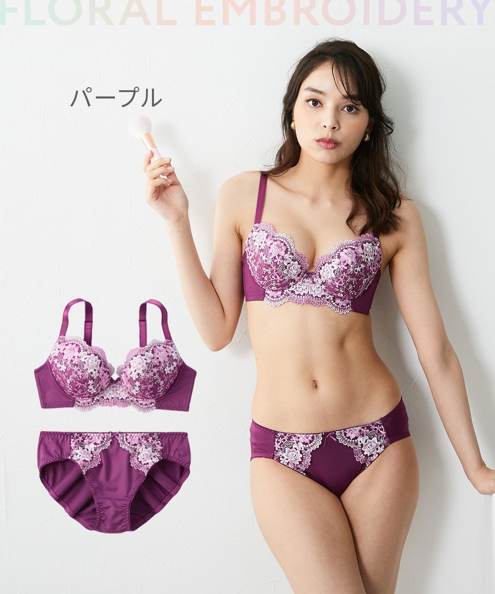 花柄刺しゅうブラジャーショーツセット 通販【ニッセン】