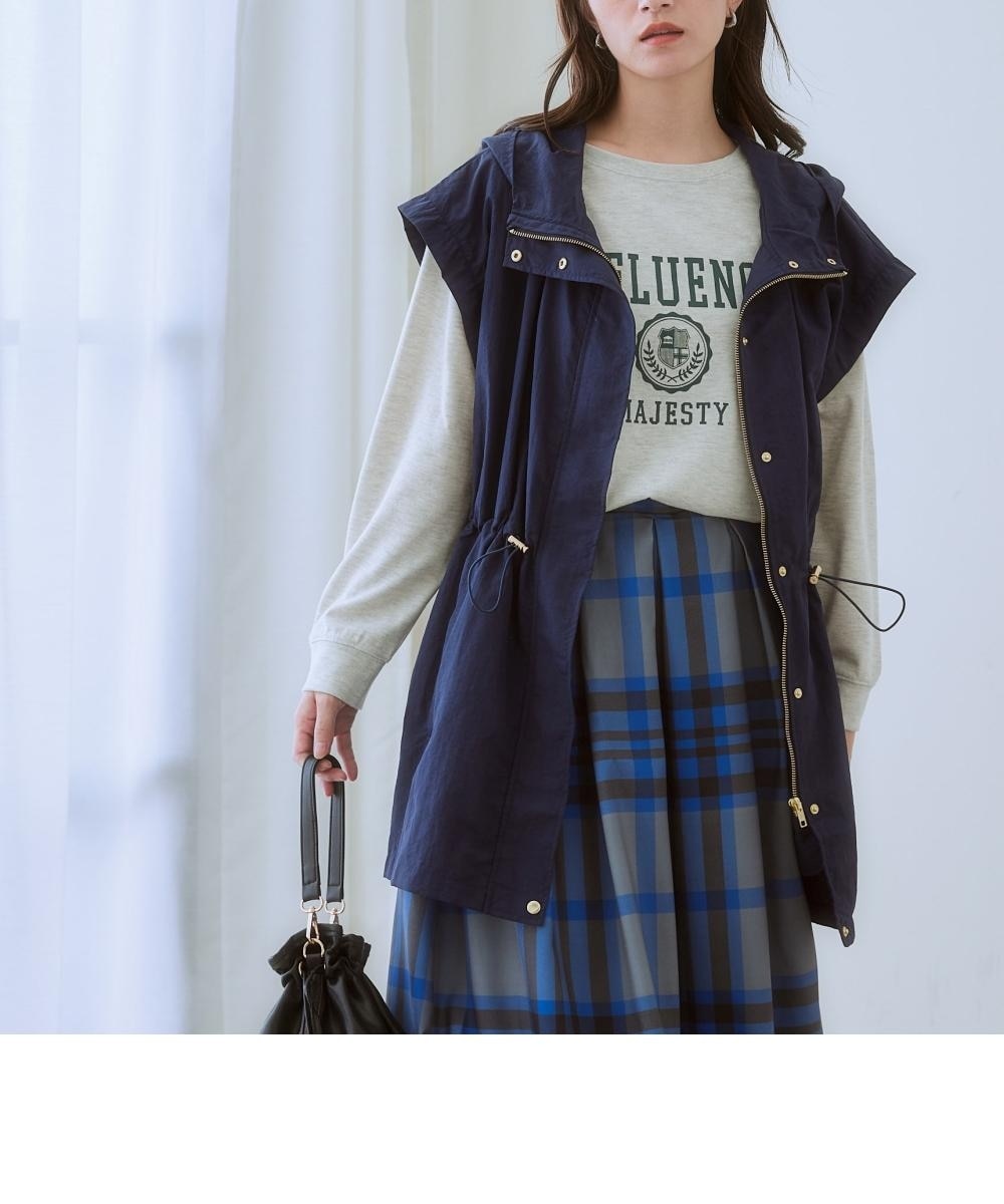 大きいサイズ はっ水加工ビッグシルエットフード付ロングベスト 通販