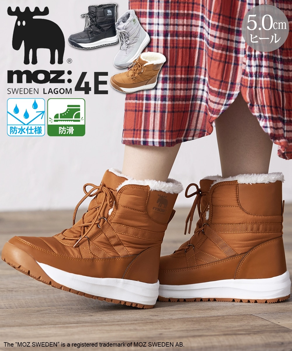 ゆったり幅広】moz（モズ）防水防滑レースアップブーツ（ワイズ4E