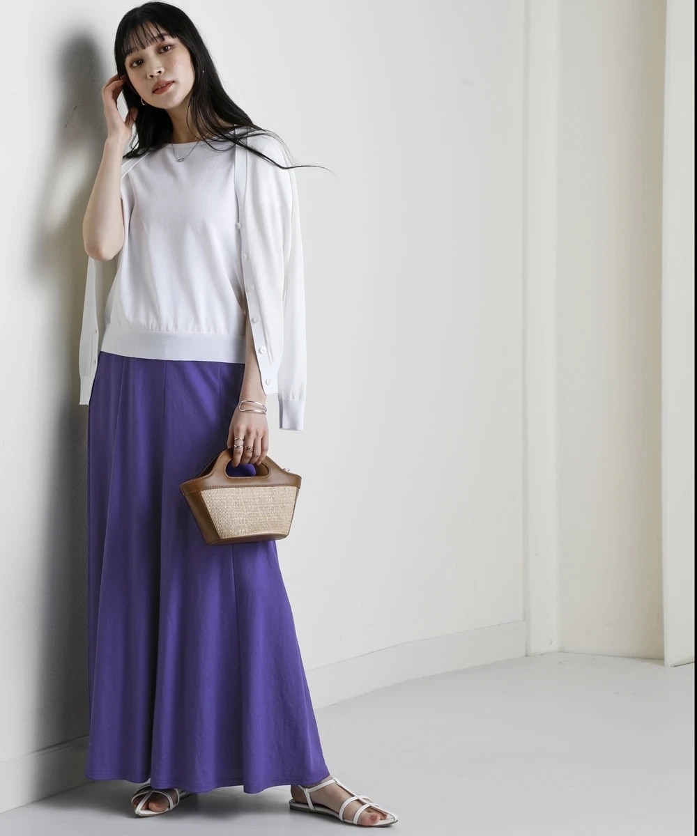 美ラクRUタッチ8枚ハギ切替フレアマキシスカート（ゆったりヒップ