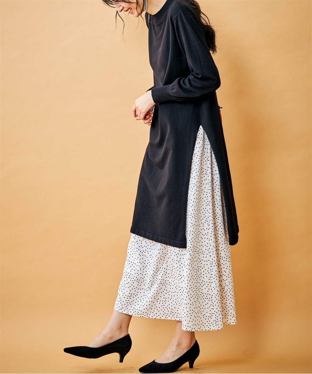 すっきりAライン◎ドット柄マキシ丈スカート 通販【ニッセン】