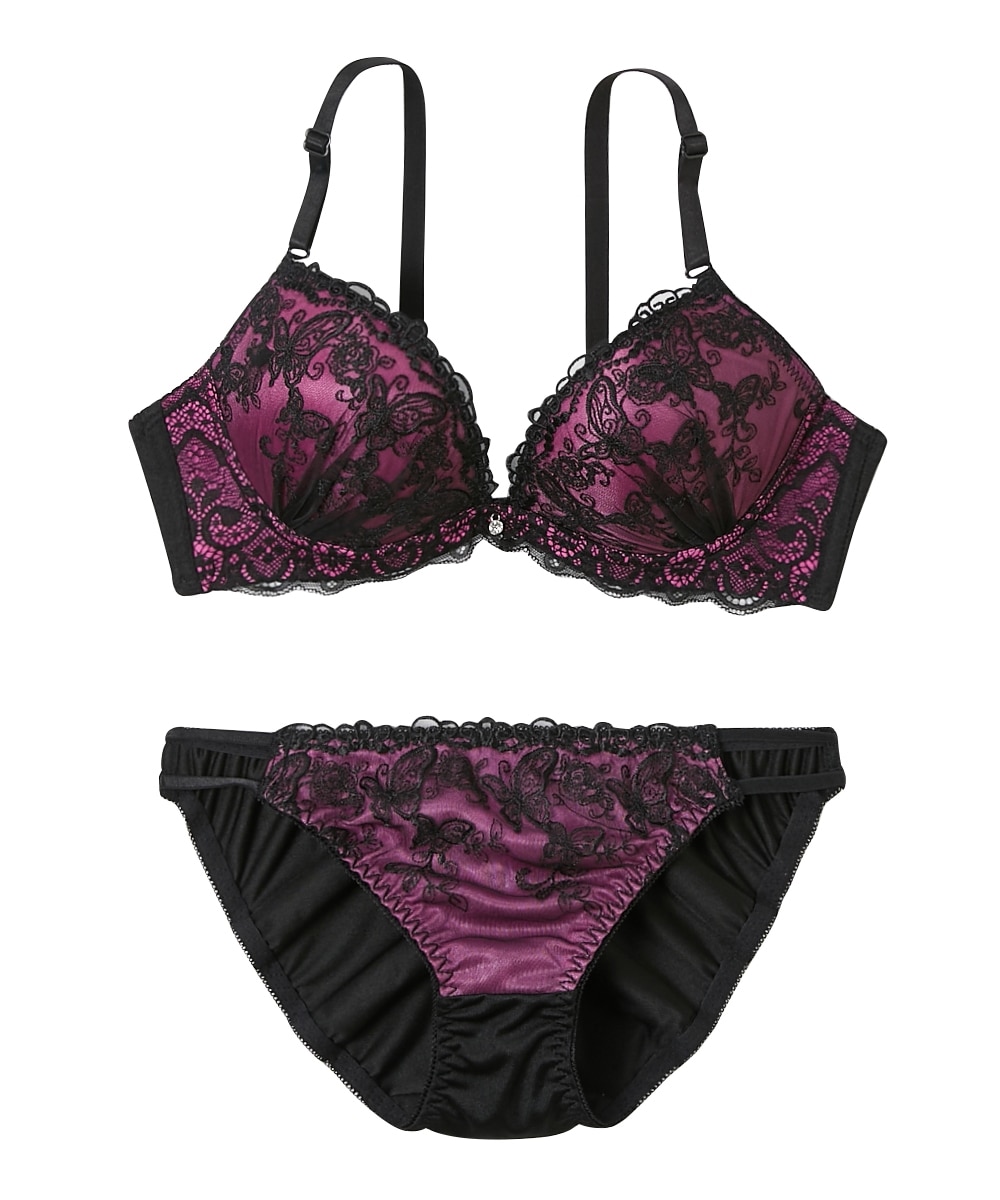 蝶柄チュールレース ブラジャー・ショーツセット 通販【ニッセン】