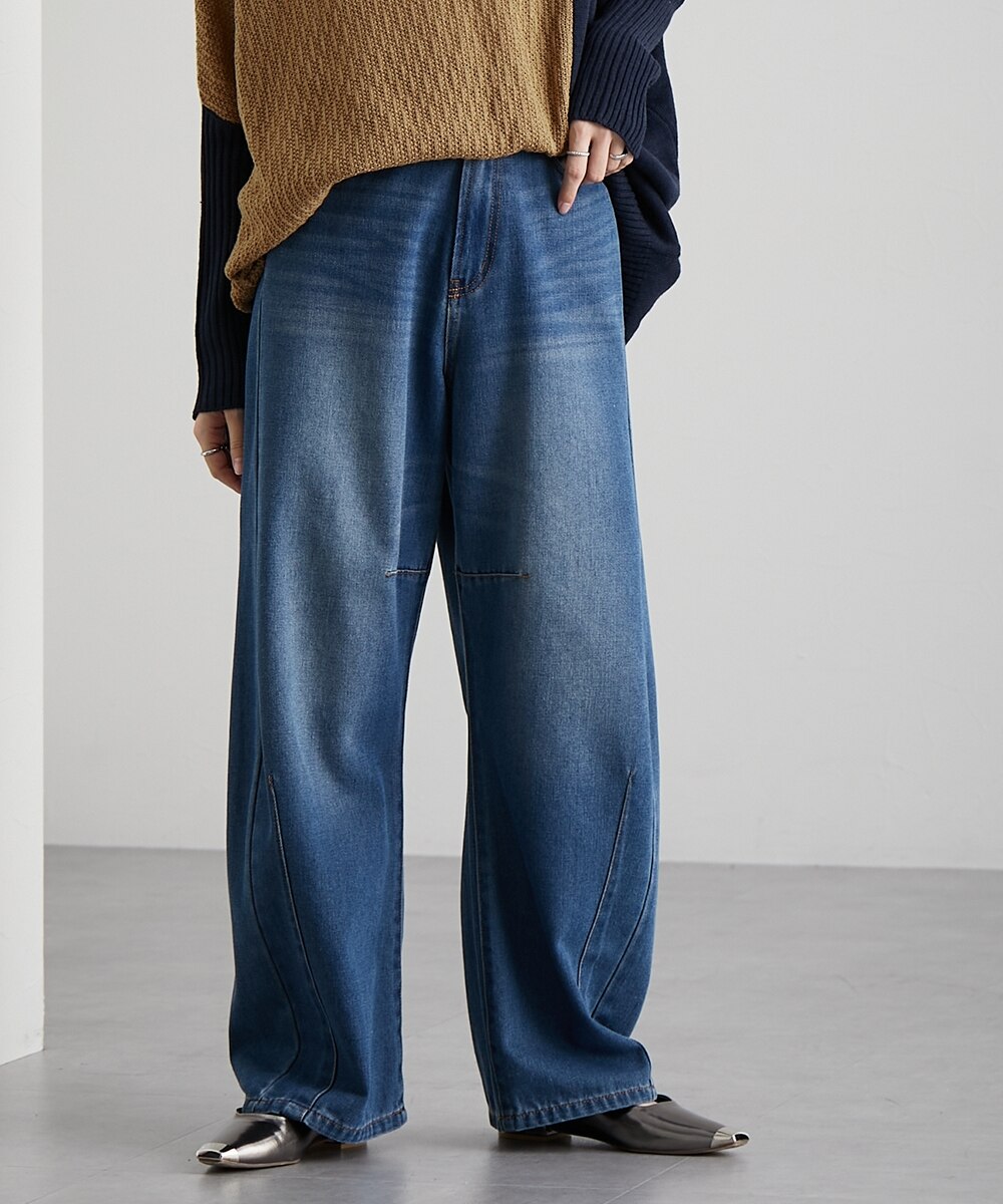 ゆったりサイズカーブデニムパンツ ［Soiunique］ 通販【ニッセン】
